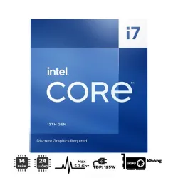 CPU INTEL CORE I7-13700F (UP TO 5.2GHZ, 16 NHÂN 24 LUỒNG, 30MB CACHE, 65W) - SOCKET INTEL LGA 1700/RAPTOR LAKE) 
