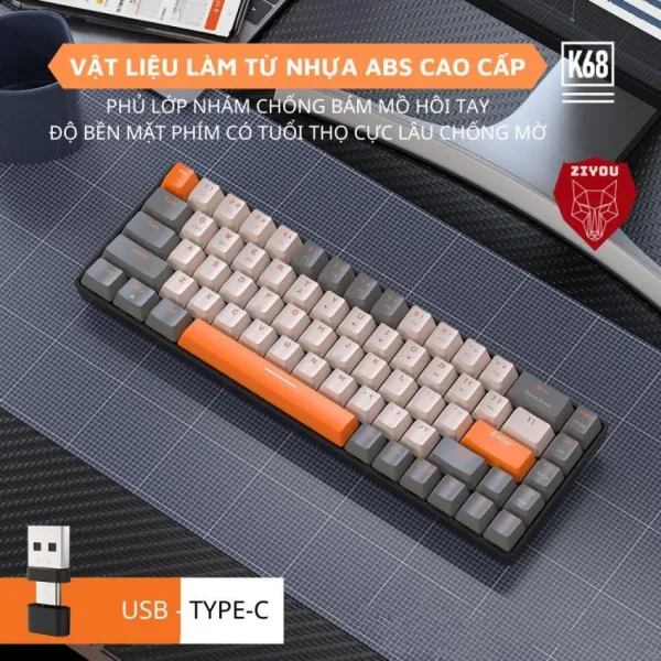 Bàn Phím Cơ Không Dây Bluetooth Ziyou K68BT